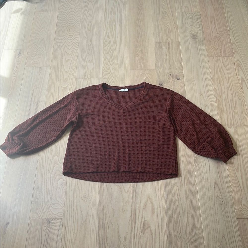 Lush Maroon V-Neck Blouse